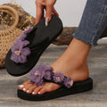 Trendy fashion flip-flops for women, summer 2024, floral beach sandals, thick sole, flat, plus size 36-42