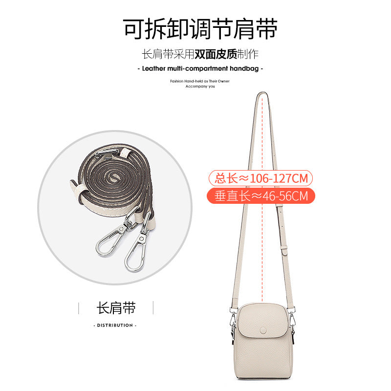 Simple leather large capacity mobile phone bag women 2025 lightweight cowhide shoulder bag soft leather premium mini messenger bag