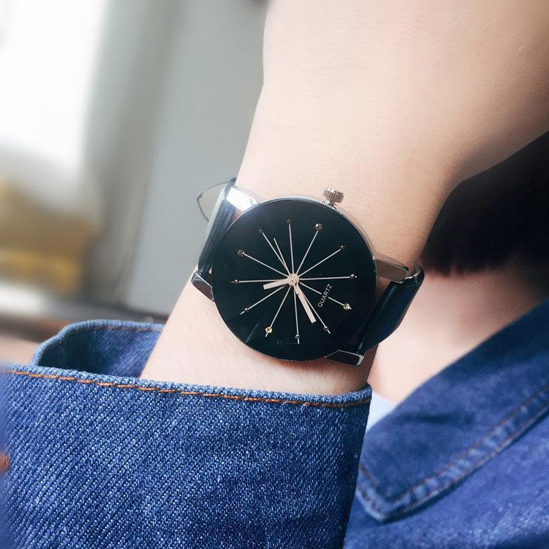 Wholesale leather belt couple watches - speckled leather strap watch set - women's fashionable and unique wristwatches - suitable for students and more