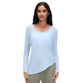 Loose-fit women's long-sleeve sports top - v-neck drawstring waist slimming yoga shirt - casual fitness long-sleeve tee d26100