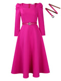 D467  cross-border women's winter new fashion puff sleeve plus size banquet party dress foreign trade dress