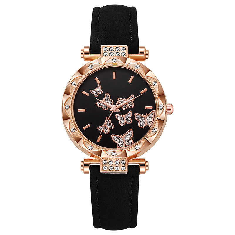 New tiktok women's watch - stylish, unique, and minimalist wristwatch with butterfly digital leather strap