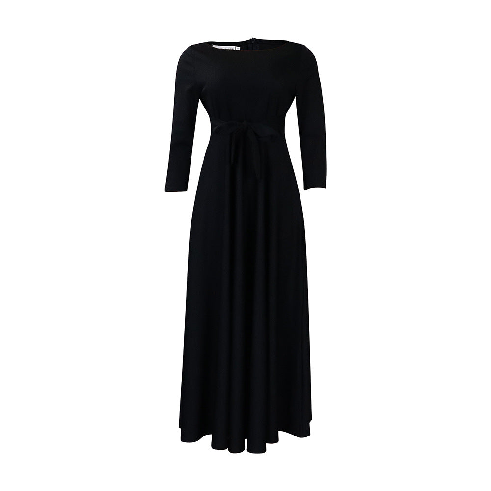D3171 cross-border women's clothing  spring/summer new fashion elegant tie-up african plus size maxi dress export dress