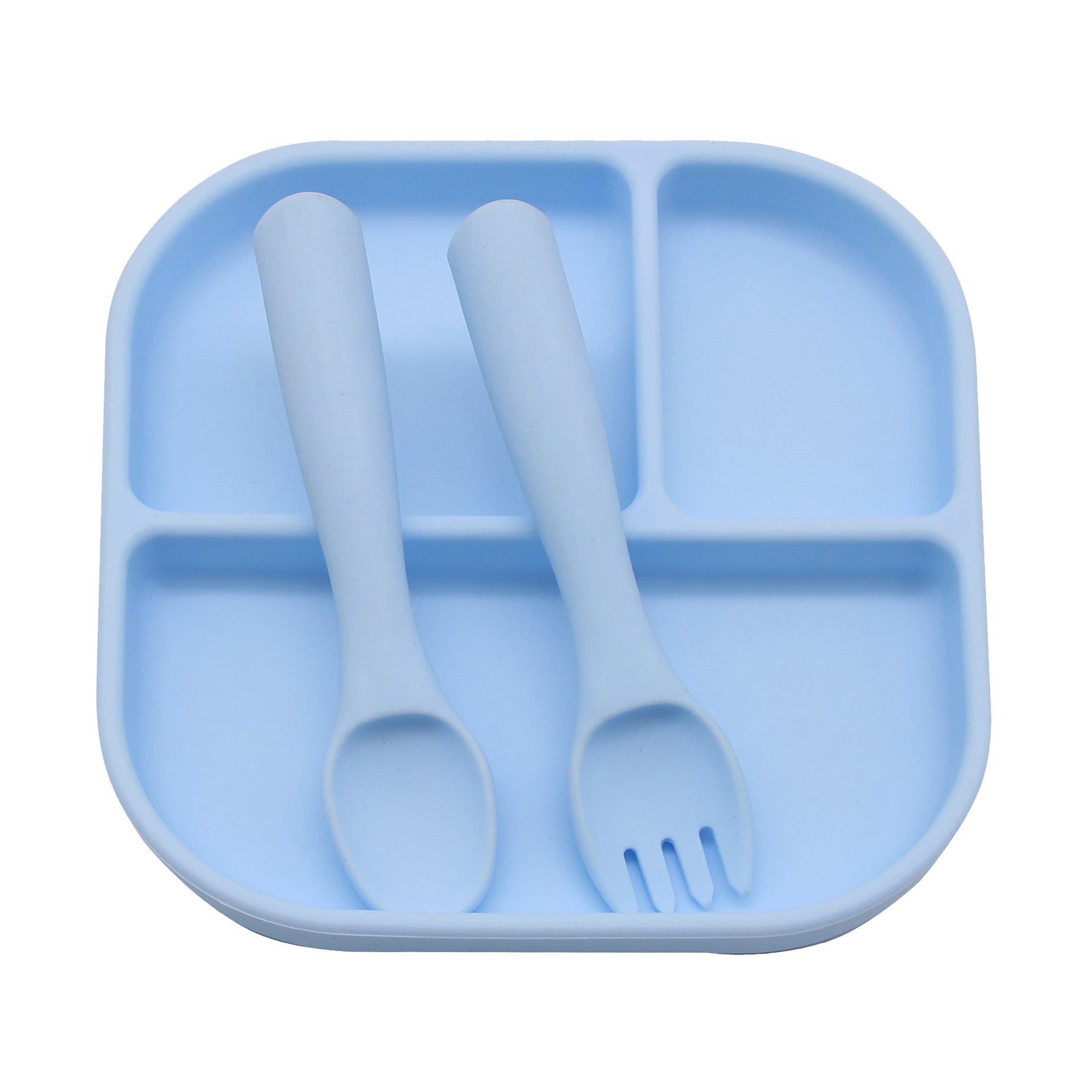 Cross-border supply of silicone plates, children's and babies' silicone plates, integrated silicone rice bowls, complementary food plates, feeding tableware