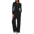 cross-border fashion  new product pure color casuallong sleevessuittopshigh waistloose pants sportswear