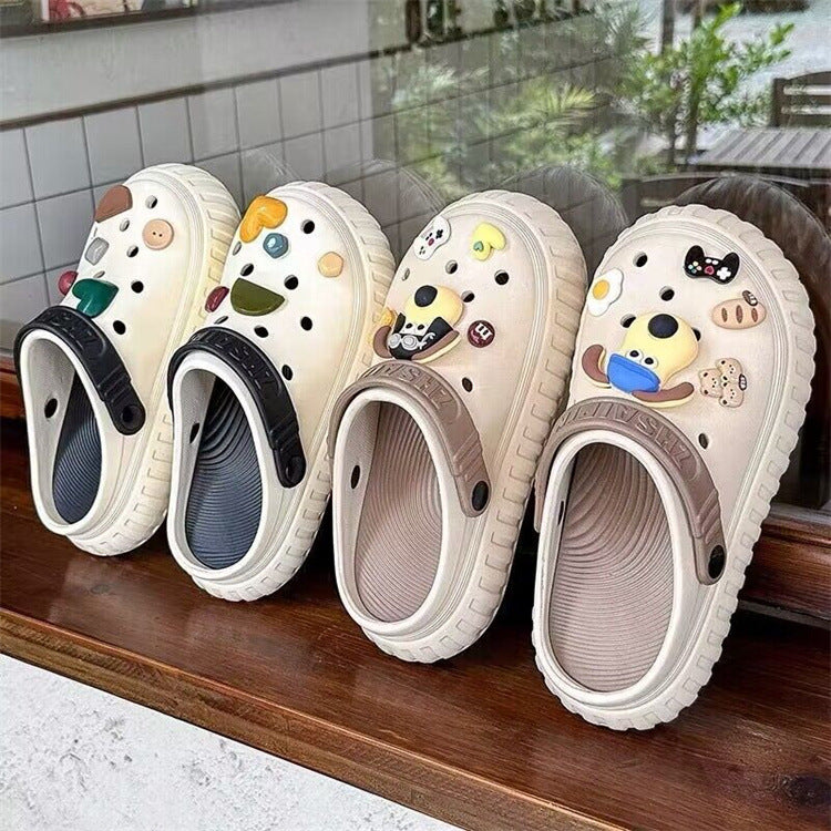 Women's summer clogs: 2023 new cute thick-soled beach cartoon closed-toe half slippers - "cloud-like comfort"