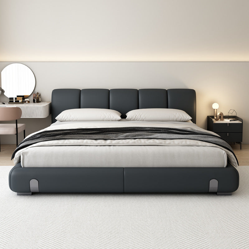 Italian normcore genuine leather bed dune master bedroom double bed modern casual double popular model 1.8m wedding bed leather art