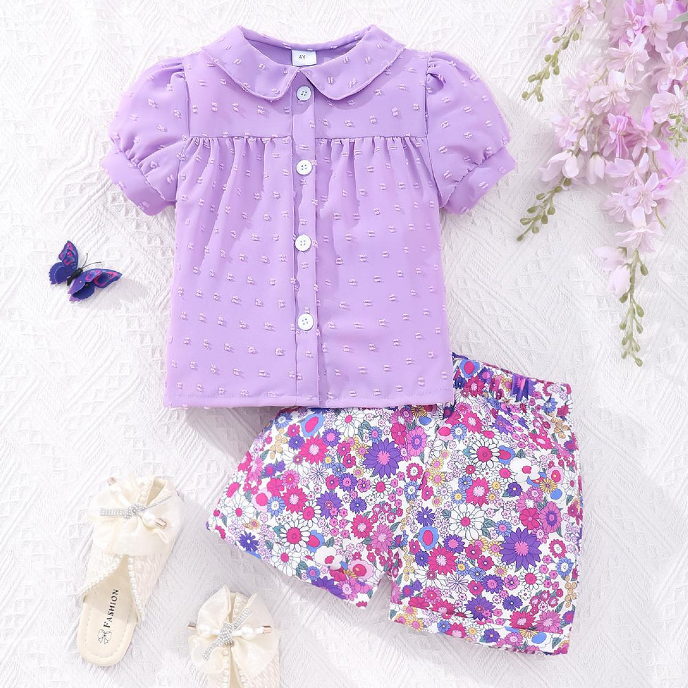 Kids' short-sleeve polo shirt & printed shorts set