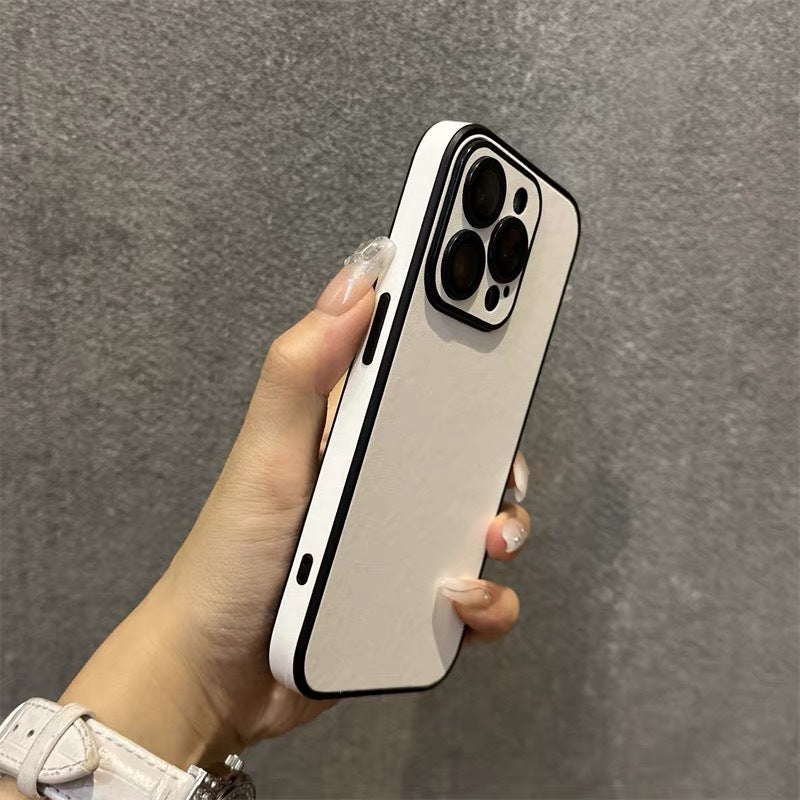 applicable iphone 17 pro max minimalist vegan leather phone case, iphone 16 full-coverage lens film, anti-drop hard case