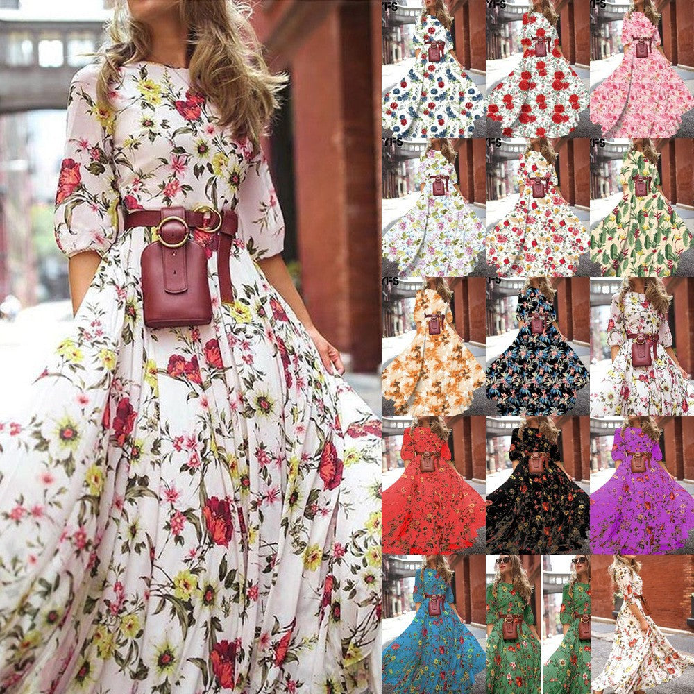spring new arrivals: southeast asian women's printed maxi dress - -approved slim fit fashion dress