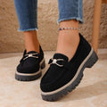 Exportretro cross-border  new spring & fall loafers large size casual frosted british style women's shoes thick heel thick sole