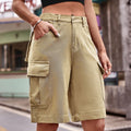 Wish summer european and american style women's clothing cross-border e-commerce  new elastic waist denim cargo shorts trendy