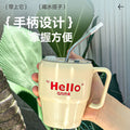 Influencer-style letter handle mug, trendy instagram coffee cup, high-end, niche, cute, with straw, glass water cup, customizable