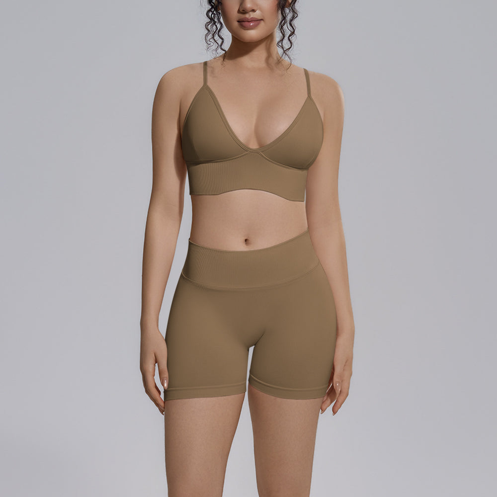 Camisole backless sports bra seamless yoga set quick-dry tight butt-lifting shorts outfit quick-dry running fitness apparel