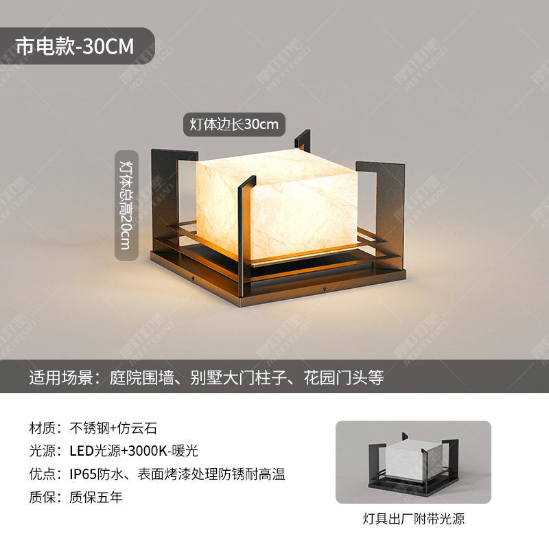 Solar powered pillar lights for villas, entryway doors, premium marble waterproof column lights, diy home construction wall post lights