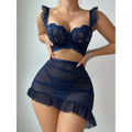 Sexy lingerie see-through hollow-out floral lace sleeveless sexy mini dress women's fun set - wholesale from shein wb