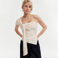 cross-border european and american women's summer high-end, cool, and chic "queen bee" style t-shirt - off-the-shoulder, sexy, sleeveless top