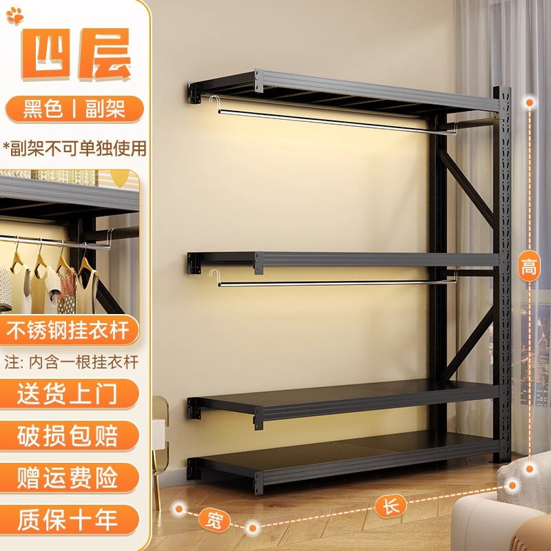 For homeshelves wardrobe bedroom simple assembly coat rack open floor standing hole board angle steel clothes rack storage rack