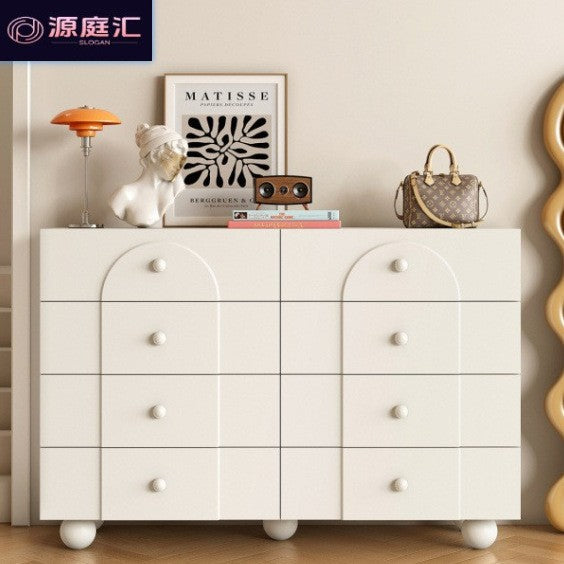 Solid wood bedroom nightstand with multiple drawers, storage cabinet, living room side table, small apartment rental unit organizer