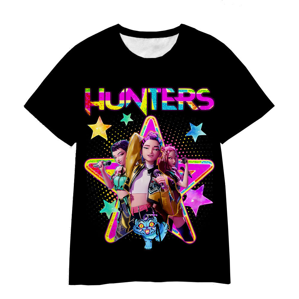 Witcher boy group 3d digital printing cross-border overseas casual loosefashion t-shirt k-pop girls t-shirt