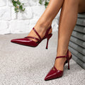 Huizhou amazon women's high heel sandals wine red stiletto heels fashion pointed toe high heels new women's shoes