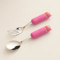 Cute cartoon fork and spoon set - high-value 304 stainless steel tableware for home use - kids' dessert forks with a fun, wide-mouth design