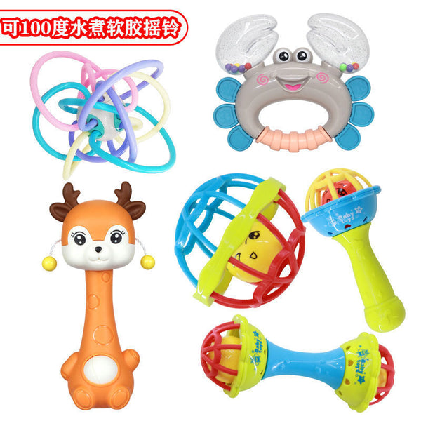 Cross-border export baby rattle bed bell toothpaste Manhattan hand ball, bite music 0-3 year old baby toy