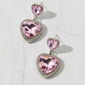 European and american hot-selling fashionable heart earrings - lightweight luxury, high-end, full diamond heart-shaped gemstone sweet and elegant earrings for women