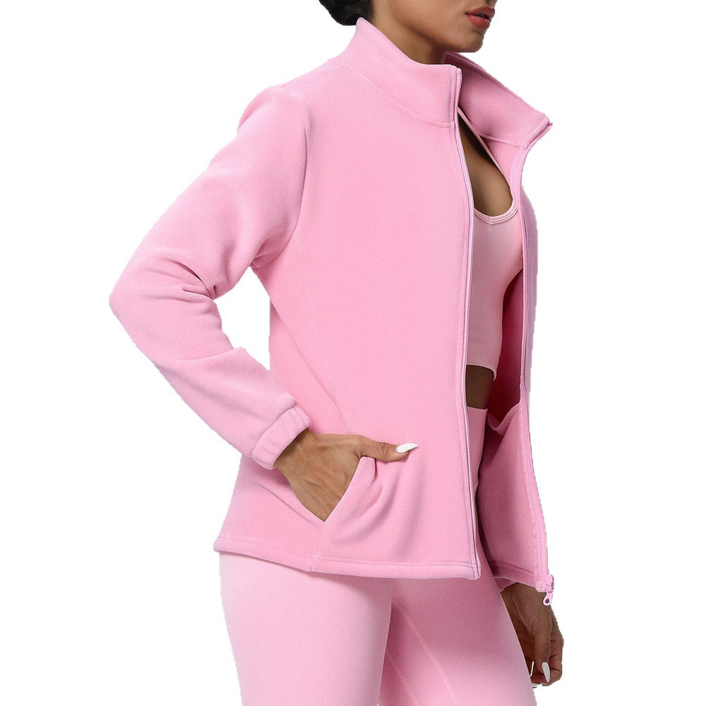 Fall and winternew arrival warm zipper sweatshirtoutwear outdoor casual running fitness fleece-linedheattech sports outwear women