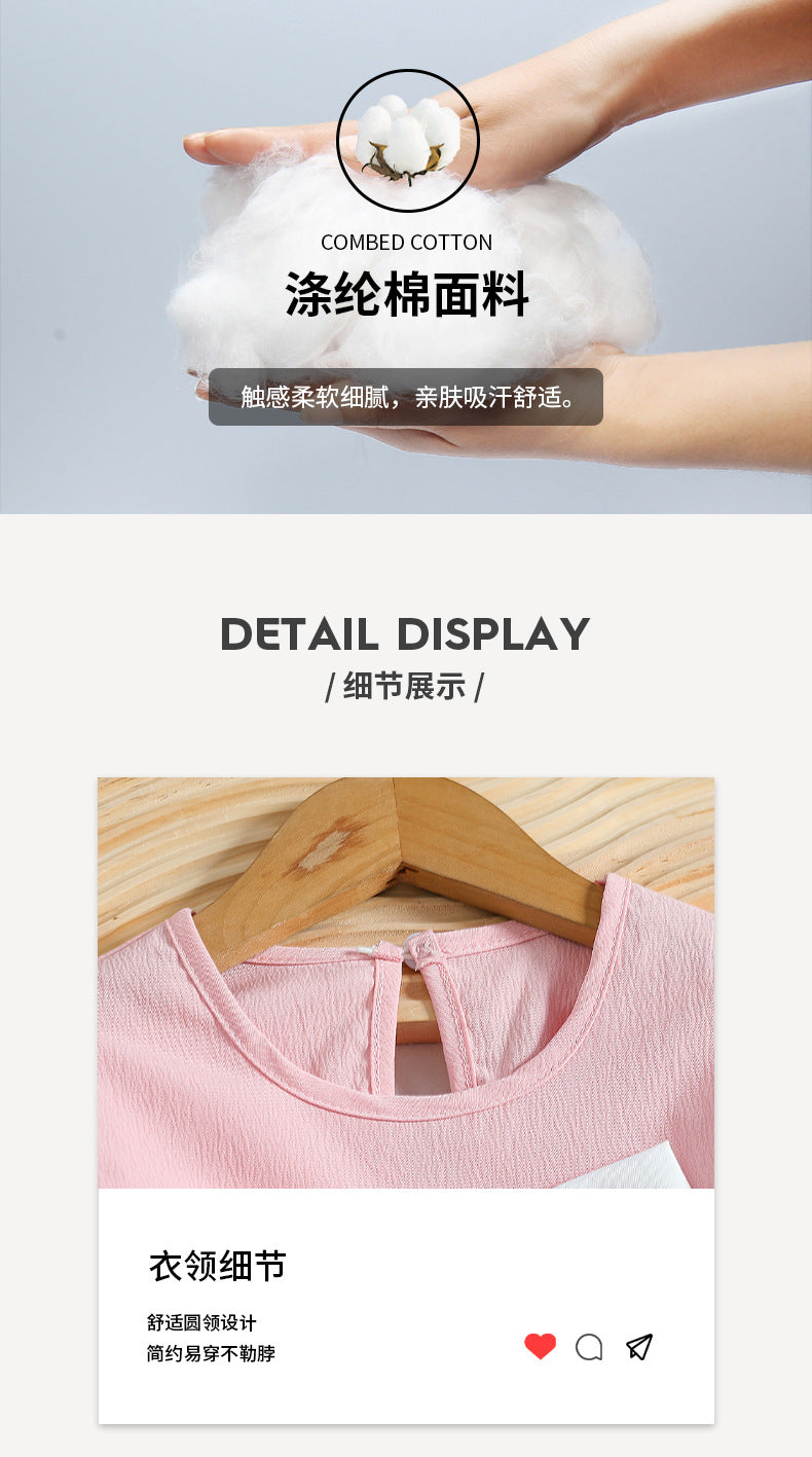 Autumn and winter girls' bow top and pink textured fashion denim pants two-piece set with bow detail
