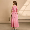 fashion style girl dress chiffon off-shoulder sense of design long skirt new arrivalgirl dress custom style