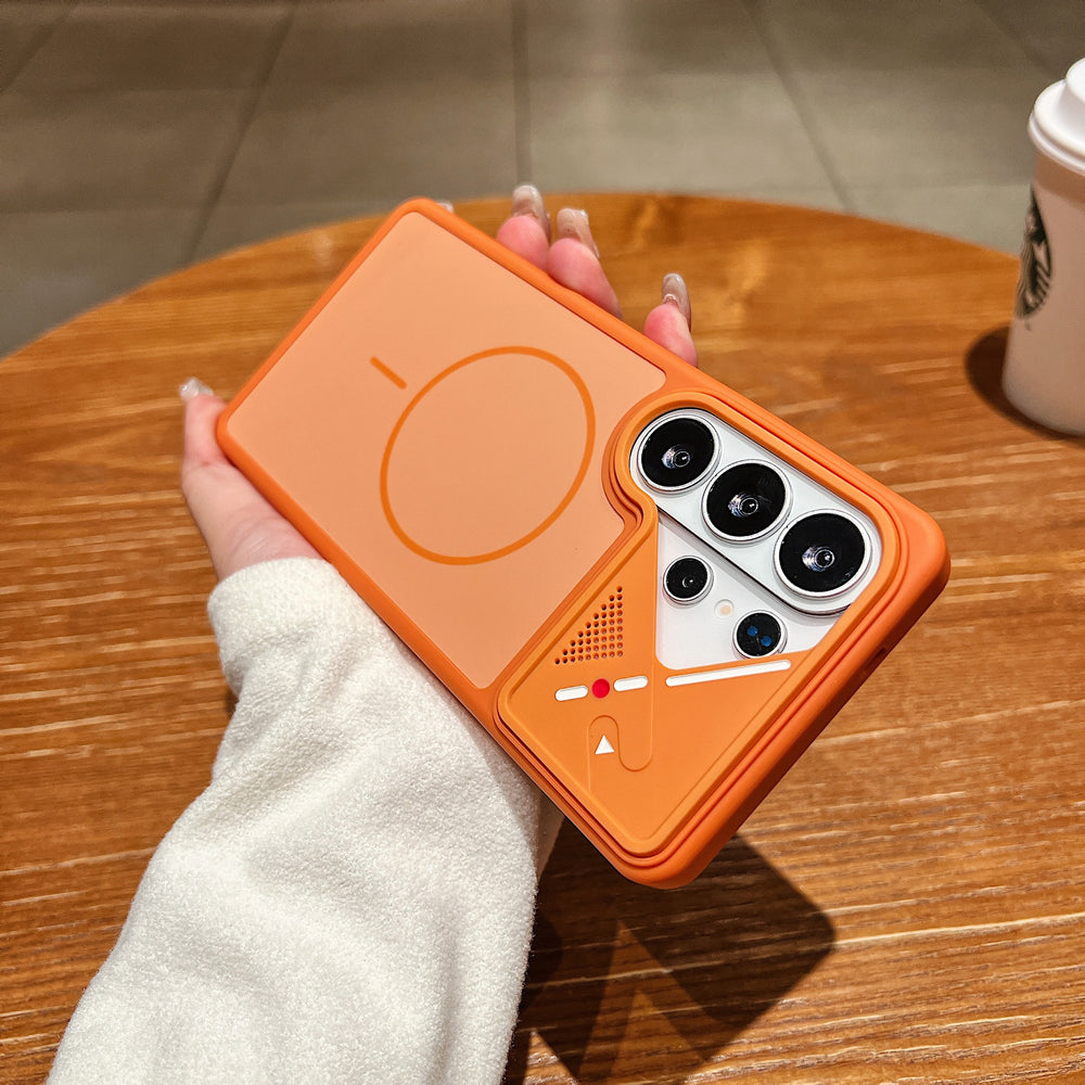 samsung s26 ultra phone case - irregular mecha style, lens protection, anti-drop, skin-feel matte, magnetic protective cover