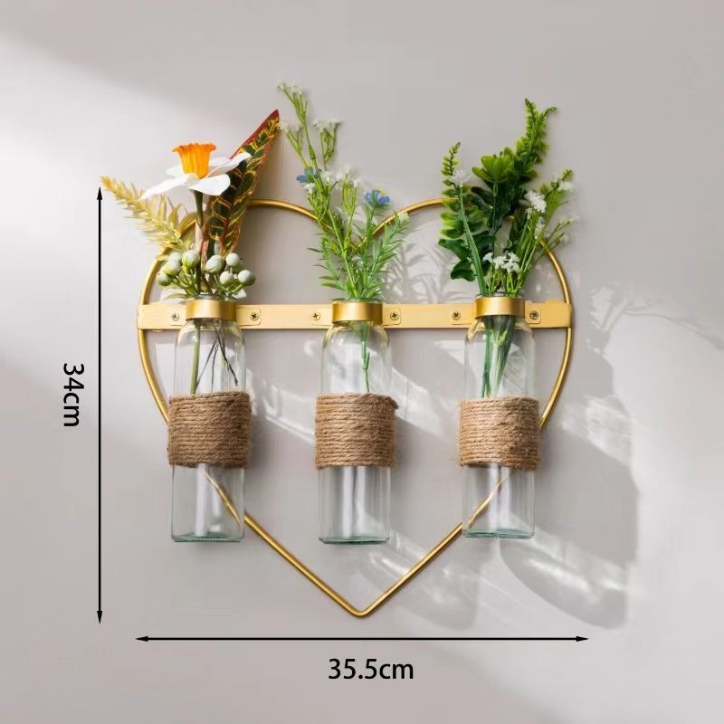 Wall-mounted vase & plant holder - no drilling required - hydroponic flower stand - nordic iron art decor