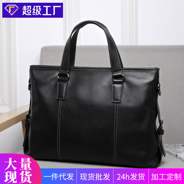 Men's bag leather men's casual handbag first layer cowhide computer bag 14 inch business briefcase horizontal messenger bag