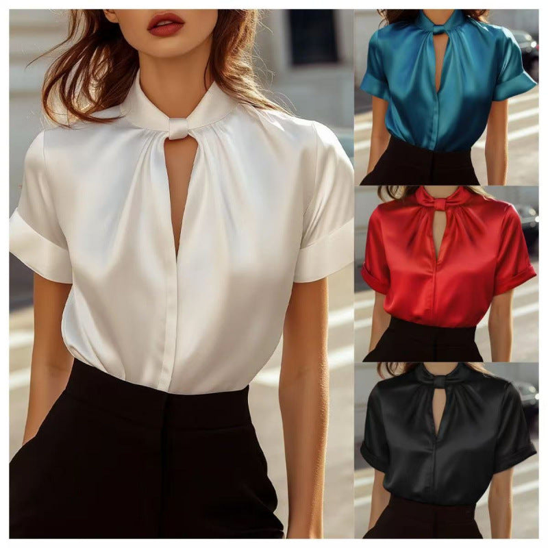 Shipped: bestselling satin short-sleeve top/shirt for independent women's fashion stores