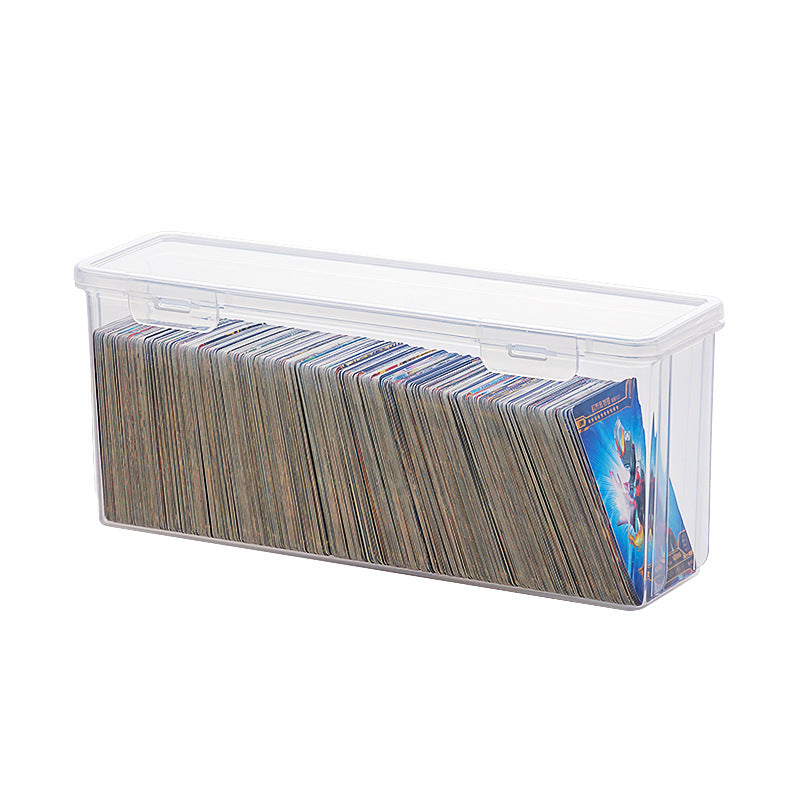 Desktop flip card box Transparent covered rectangular card storage box Long strip transparent game card box with lid
