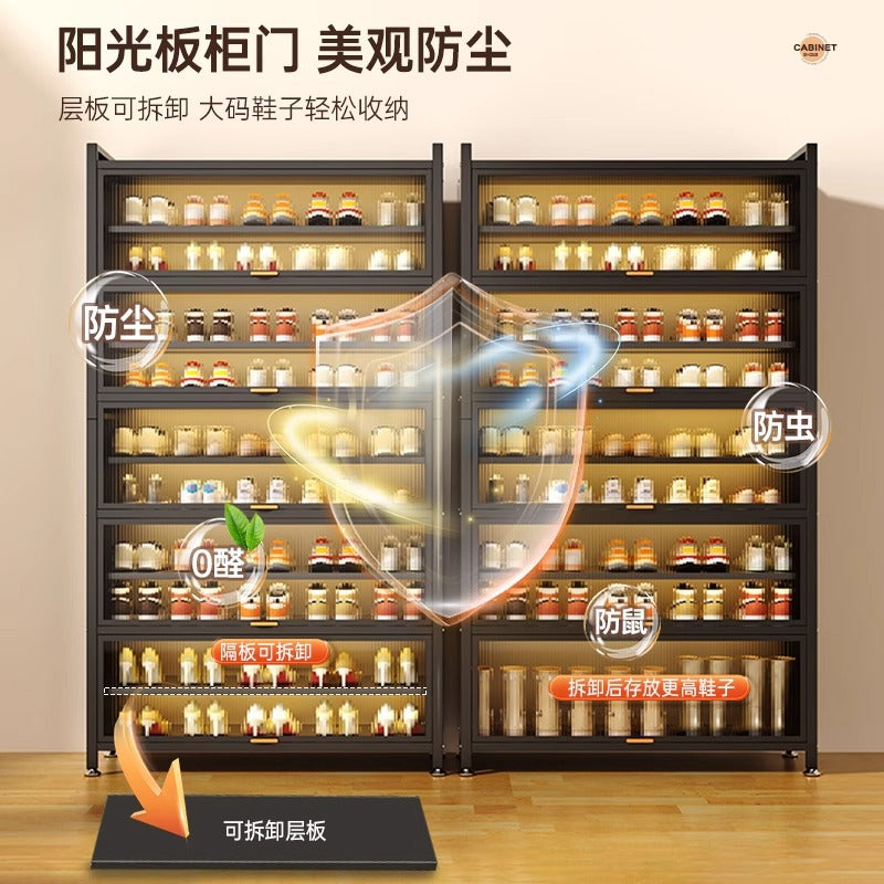 Steel shoe cabinet for home, entryway, and hallway - large capacity, floor-standing, dustproof, multi-functional storage shoe rack