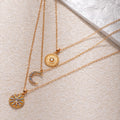Wholesale diamond-studded necklaces: european & american cross-border jewelry, multi-layered geometric stackable necklaces, light luxury high-end pendant sun choker