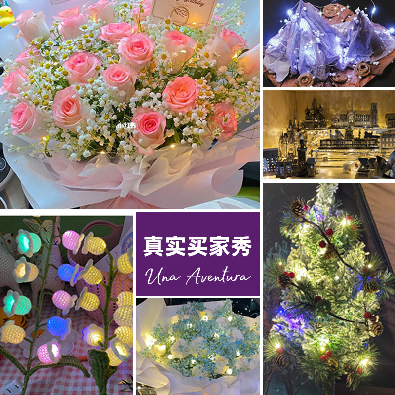 LED battery box copper wire light string flower gift box cake decorative light Christmas scene atmosphere arrangement lanterns