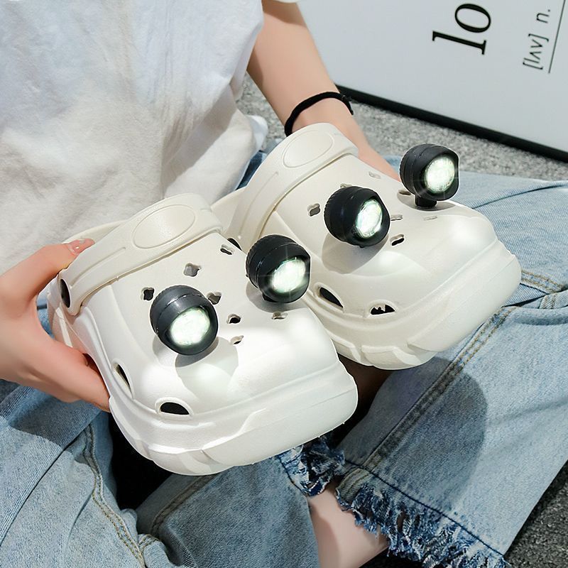 Crocs women's 2024new arrival soft bottom creative stylish two-wear casual toe cap with light hole slippers for women