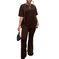 Fashionsuit women's cross-border loose t-shirt longloose pants elegantwork clothingtwo-piece set women's two piece set