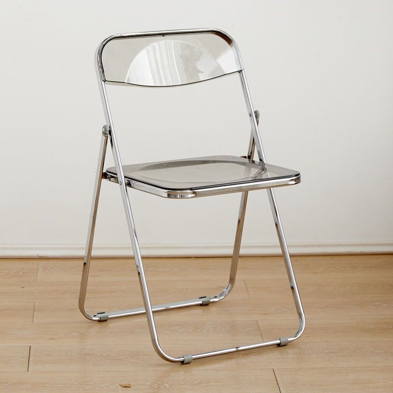 Minimalist folding chair - transparent acrylic photo booth chair for clothing stores, trendy influencer makeup stool, crystal backrest dining chair