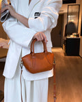 Classy first-layer oil-waxed cowhide shoulder cross-body dumpling bag wing bag texture satchelwork clothing bag genuine leather women's bag