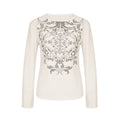 autumn new european and american fashion women's printed waffle knit crew neck pullover casual base layer top