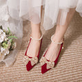 Stunning strappy wedding shoes for women, 2024 new collection, high-end xiuhe dress bridal shoes, comfortable red high heels