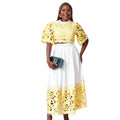 French court retro hollow-out crochet cropped top + high-waisted flared midi skirt two-piece summer outfit - effortless chic