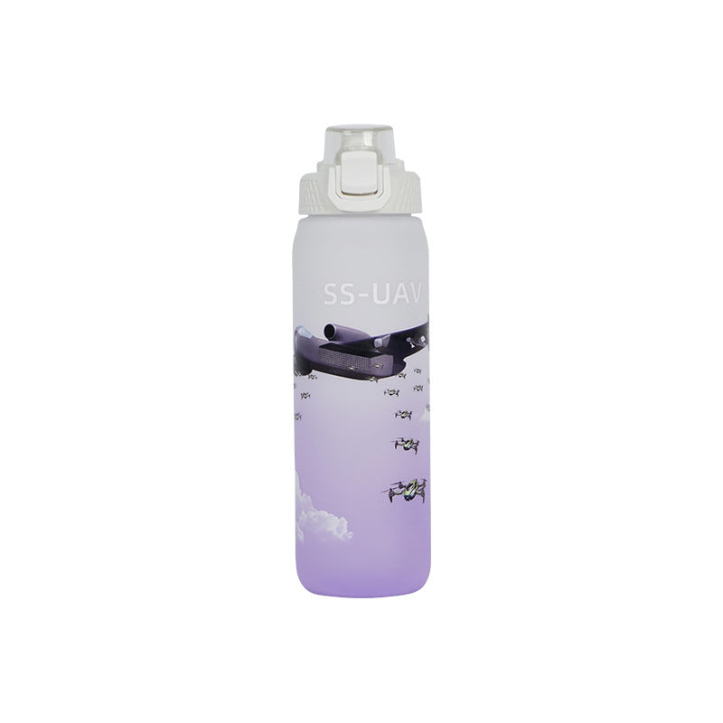Carefully selected food-grade sports water cup, outdoor portable plastic water cup, anti-fall, sealed, leak-proof, spring cover, large-capacity cup