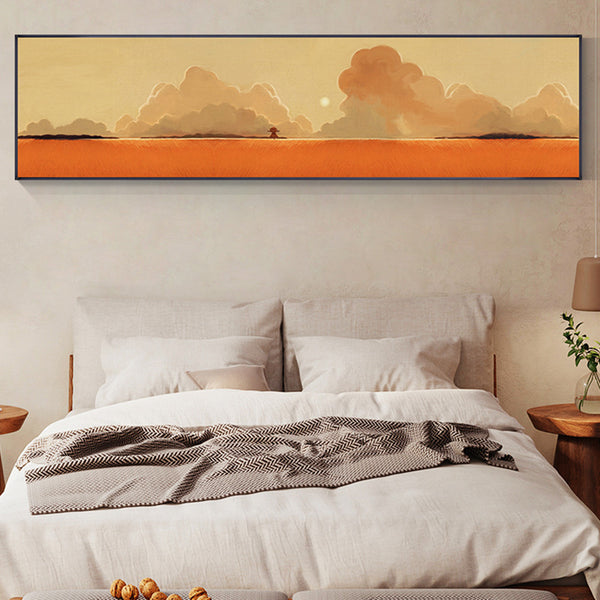 Nordic abstract landscape bedroom bedside decoration painting living room sofa background wall long banner hanging painting healing mural
