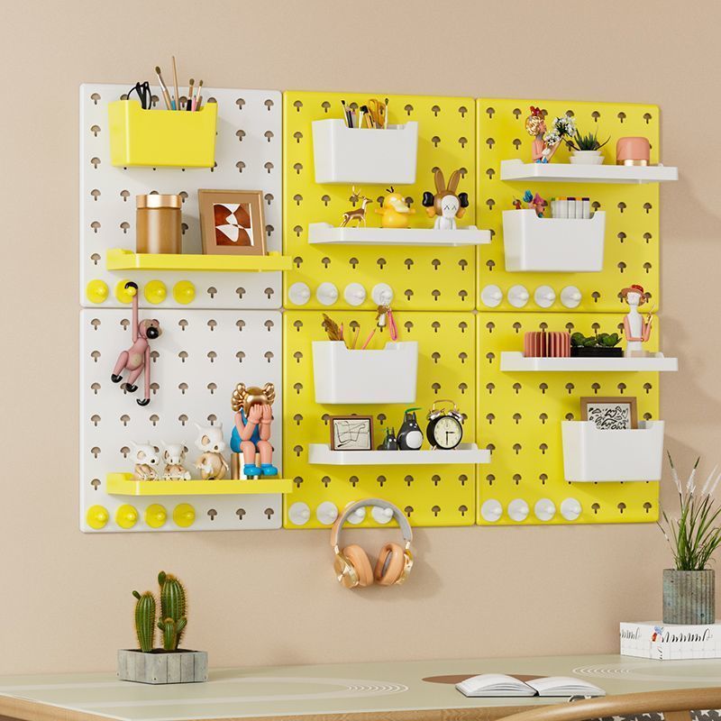 Wall-mounted pegboard organizer for bedrooms, kitchens, and living rooms. no-drill, floating wall storage board, decorative panel, and wall-mounted shelf