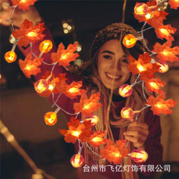 Wholesale  new led maple leaf pumpkin light string Christmas Halloween room courtyard party decorative lights